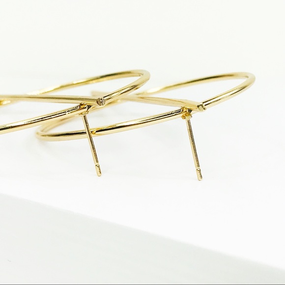 RESTOCKED Gold Hoop with Vertical Geo Bar - Picture 7 of 8